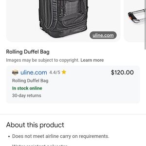 Black Rolling Duffel Bag